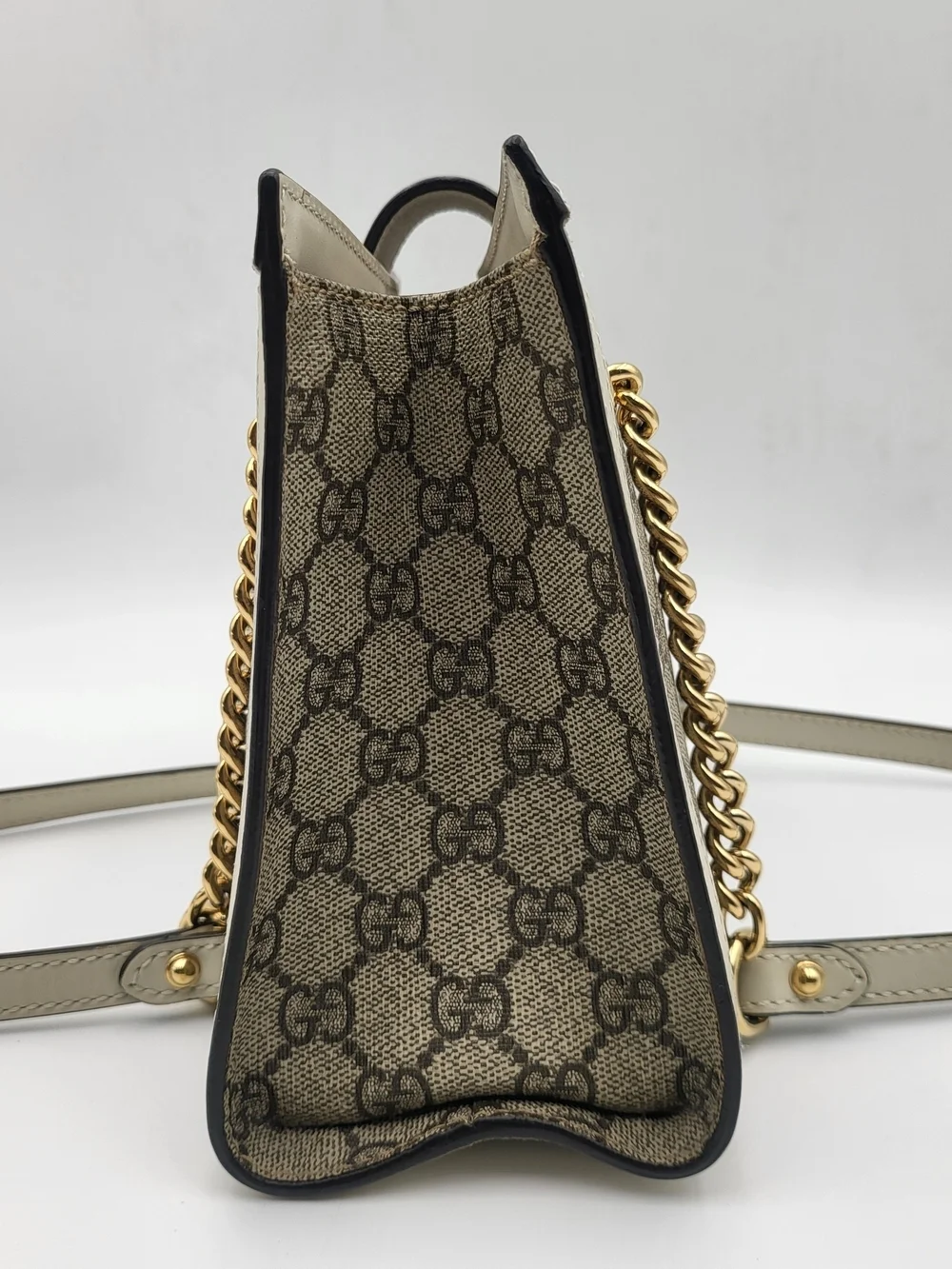 Gucci-GG Canvas Small Padlock  Calfskin Ebony Mystic White, Authentic...
